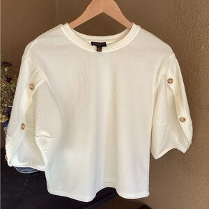 Current Air Casual White Top with Button Detail